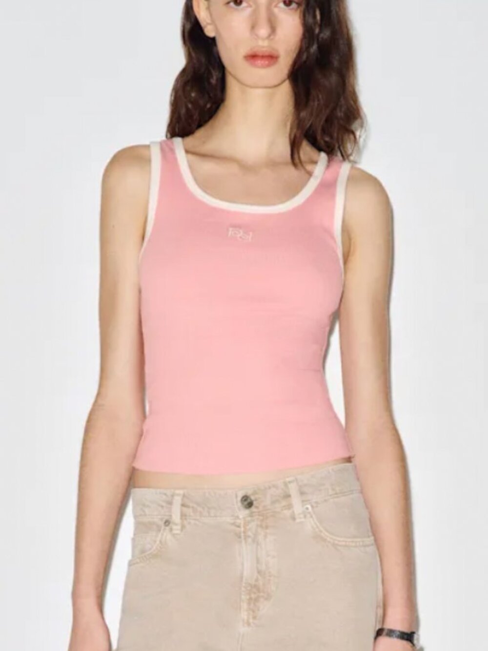 NWT REFORMATION Erina Knit Tank, Logo Carnation And White, size L